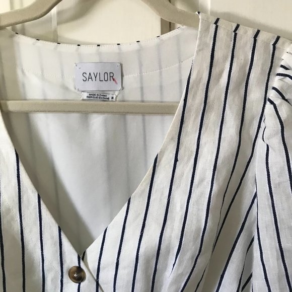 Saylor Pauline Linen Pinstriped Dress - Picture 3 of 5